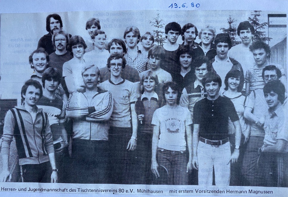Herren- und Jugendmannschaften des TTV Mhlhausen, Juni 1980