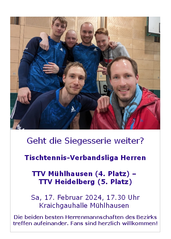 Heimspiel am Samstag, 17. Februar